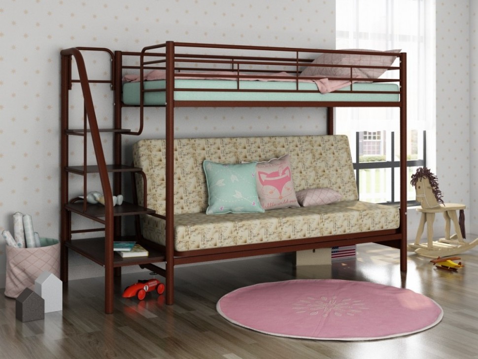 Кровать двухъярусная с выдвижным спальным местом дополнительным